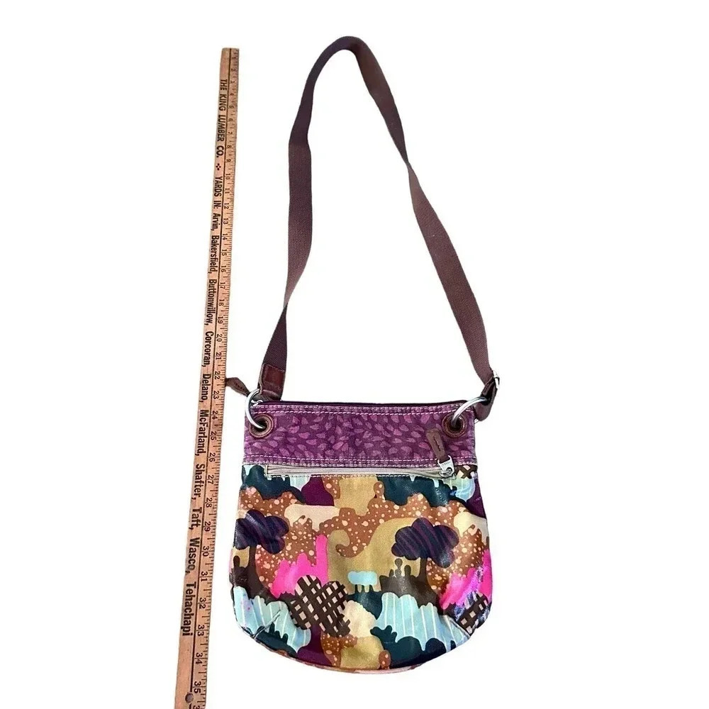 Fossil Key per Coated Canvas Mod Print Crossbody Satchel Bag - Picture 3 of 7